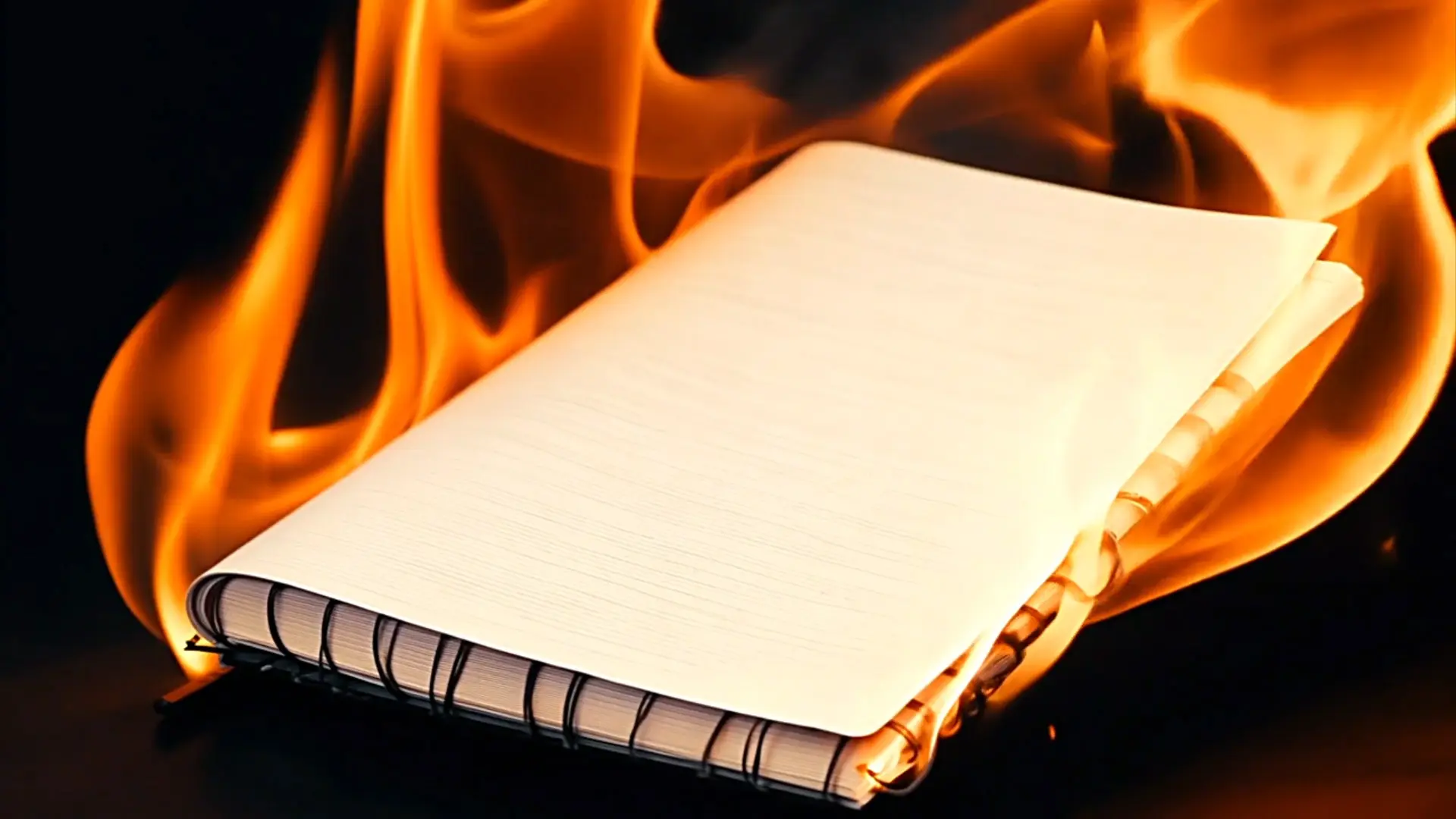 Burning Notebook Fire Stock Video Background for Logo Animation